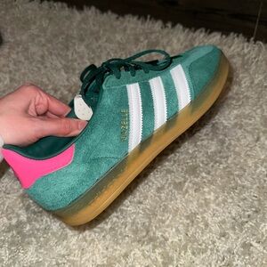 Adidas Gazelle Green and Pink Sneakers